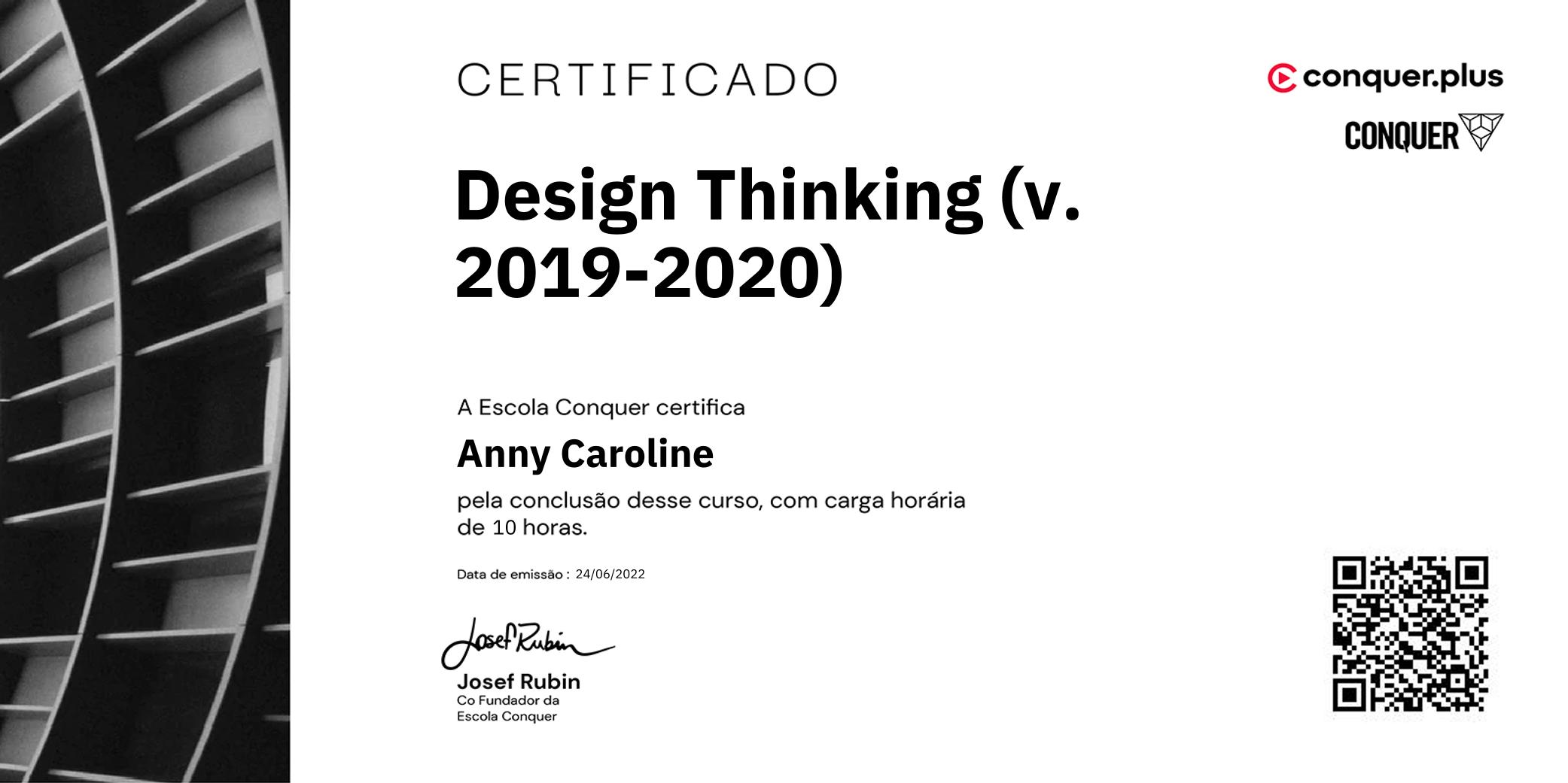 Certificado de Design Thinking (v. 2019-2020)